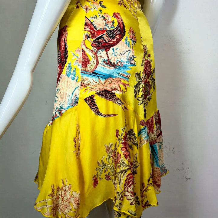 Damen Chiffonkleid mit floralen Bestickungen und asymmetrischem Saum Echo Archiv