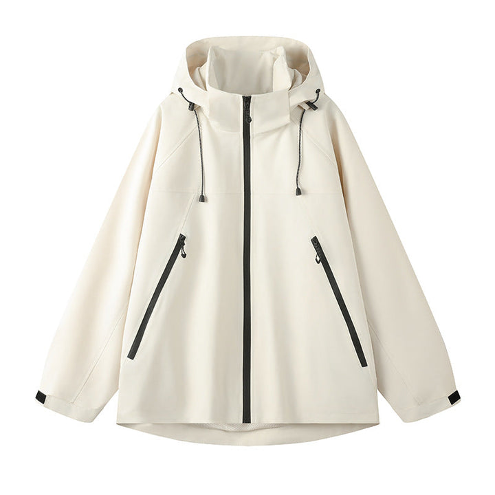 Damen technische Outdoor-Jacke mit verstellbarer Kapuze und funktionalen Reißverschlusstaschen Echoarchiv
