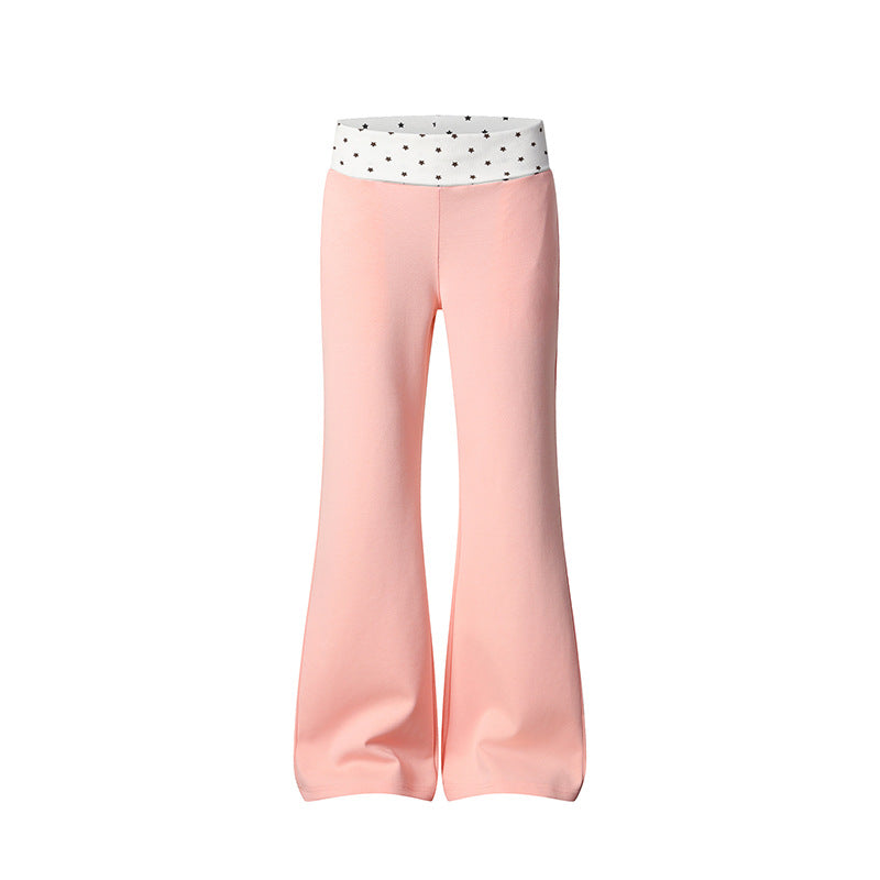 Damen Flared-Loungehose mit Umschlagbund und Sternmotiv Echoarchiv