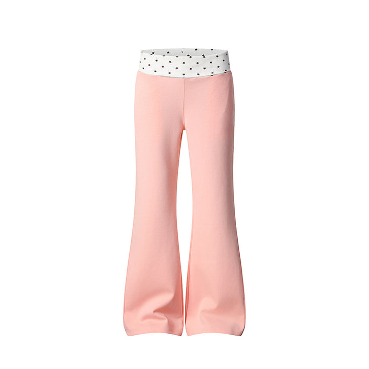 Damen Flared-Loungehose mit Umschlagbund und Sternmotiv Echoarchiv