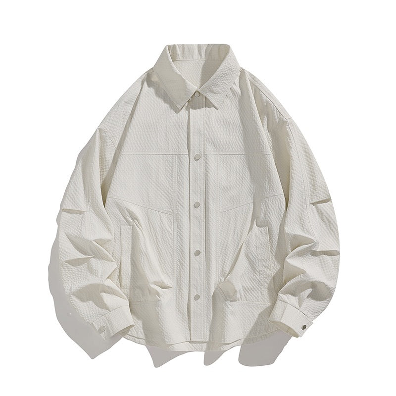 Herren Leichte Oversize-Hemdjacke mit Druckknopfleiste, Strukturstoff & Pattentaschen Echoarchiv