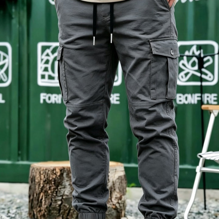 Herren Tapered Cargo-Jogginghose mit elastischem Saum, Kordelzug & Multifunktions‑Taschen Echo Archiv