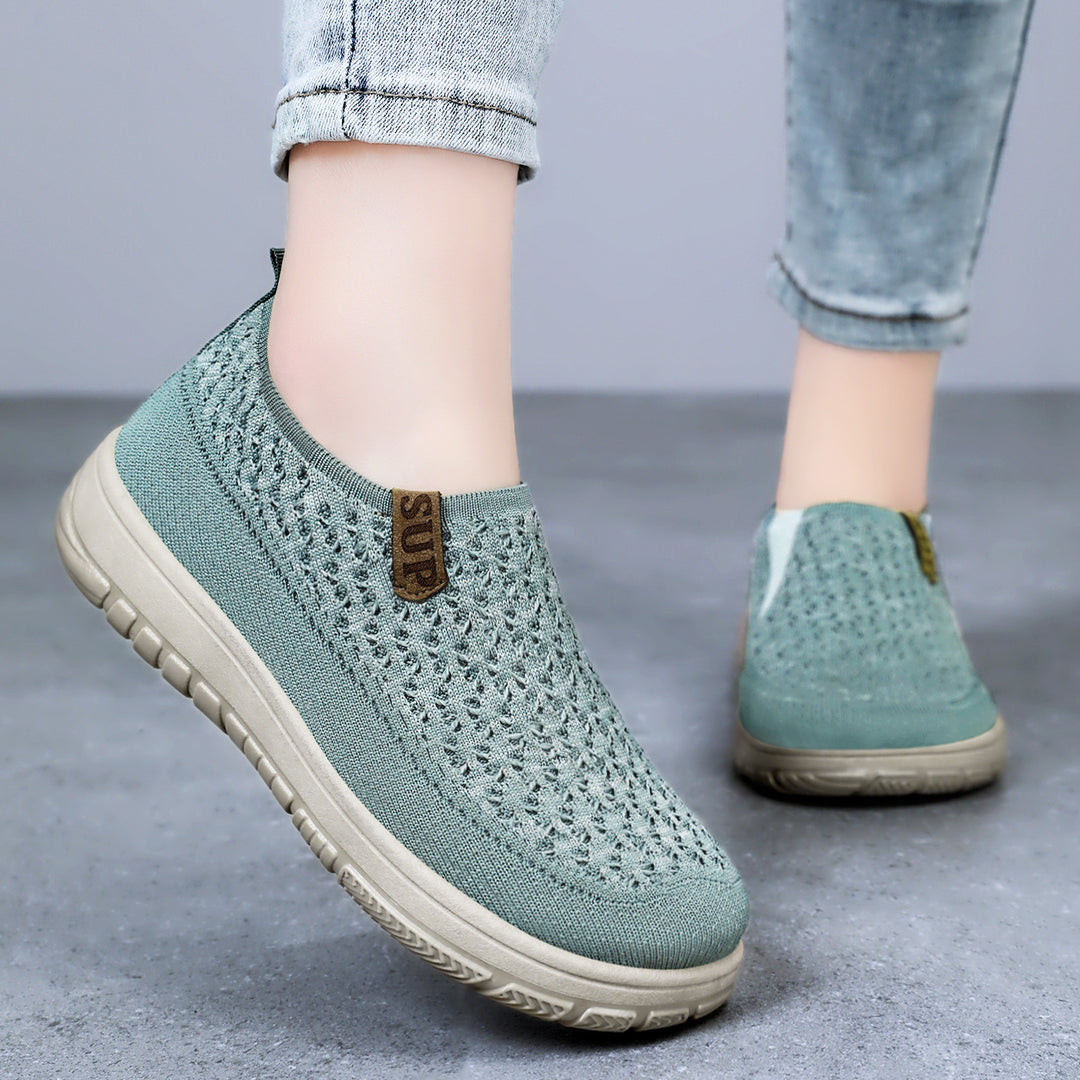 Damen nan gestrickter Slip-On Komfort-Sneaker mit elastischem Einstieg, atmungsaktivem 3D-Strick und gedämpfter EVA-Laufsohle Echo Archiv
