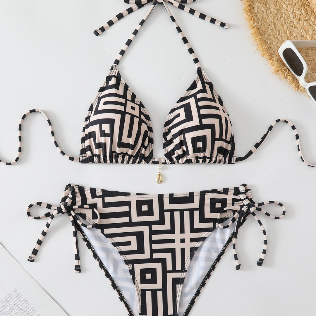 Damen Triangel-Bikini mit modischem Grafikdesign Echo Archiv