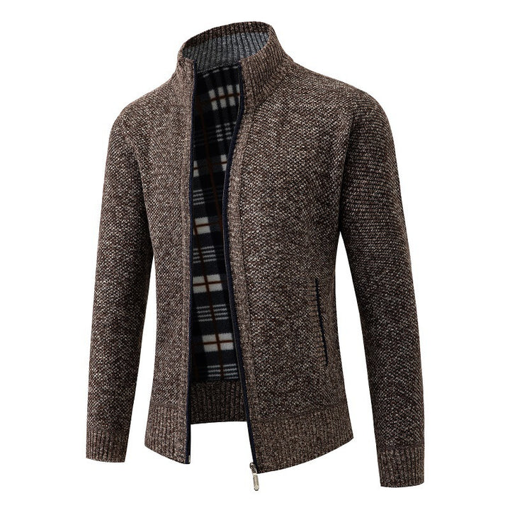 Herren modische Strickjacke mit innovativer Struktur und warmem Futter Echoarchiv