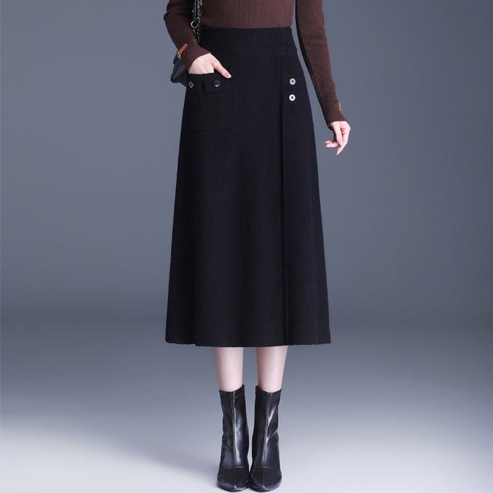 Damen Eleganter Maxirock mit praktischen Taschen und Knopfdetails Echo Archiv