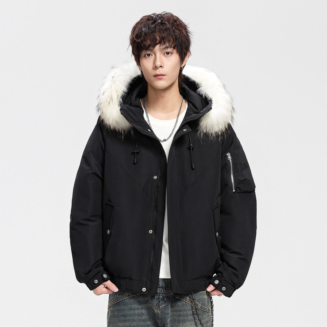 Herren Modische Winterjacke mit abnehmbarem Kunstfellkragen Echoarchiv