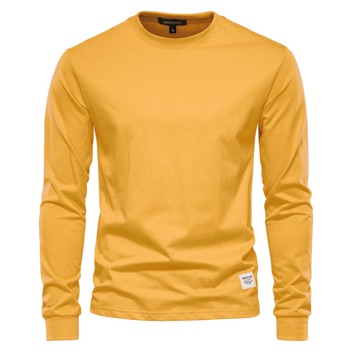 Herren nan klassisches langärmliges Baumwollshirt mit Rundhalsausschnitt und elastischen Bündchen Echo Archiv