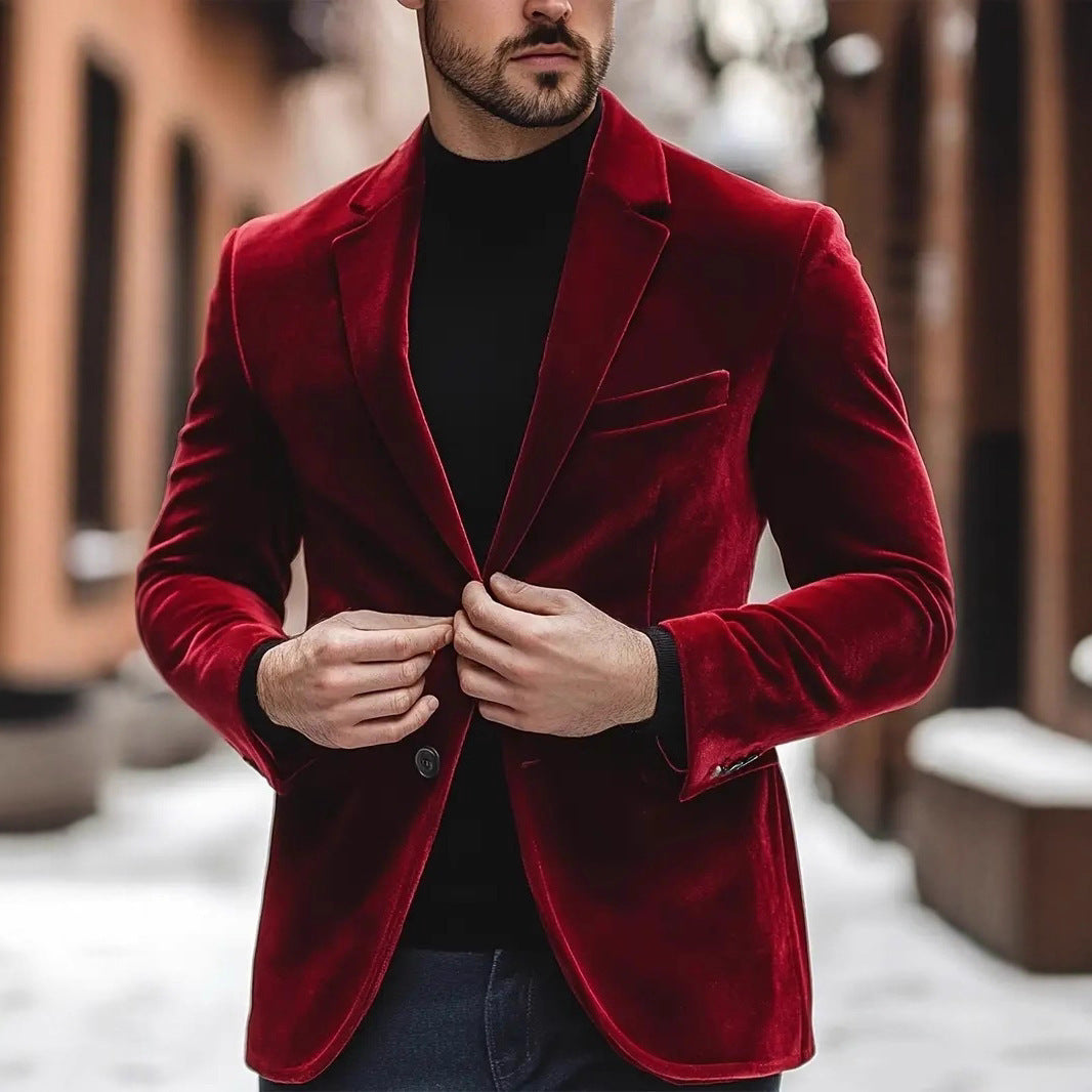 Herren eleganter Samtblazer mit modernem Schnitt Echoarchiv
