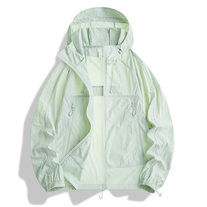 Herren Ultraleichte Kapuzen‑Windjacke mit Packfunktion, Meshfutter & Reißverschlusstaschen Echoarchiv