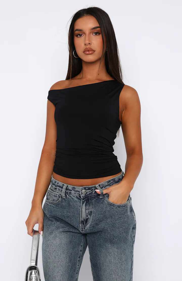 Damen Crop-Top mit floralem Design und schulterfreiem Schnitt Echo Archiv