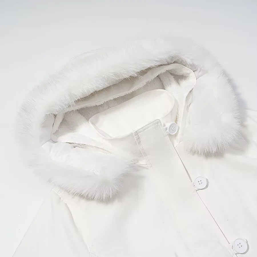 Damen nan wattierte Bomberjacke mit Kapuze, voluminösem Kunstfellkragen und Rippbündchen Echo Archiv