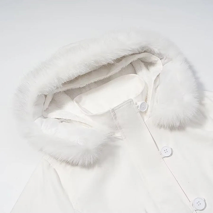 Damen nan wattierte Bomberjacke mit Kapuze, voluminösem Kunstfellkragen und Rippbündchen Echo Archiv