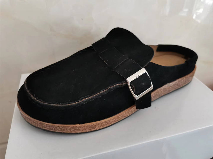 Damen Mokassin-Mule mit verstellbarer Schnalle und Kork-Plateau – Avérine