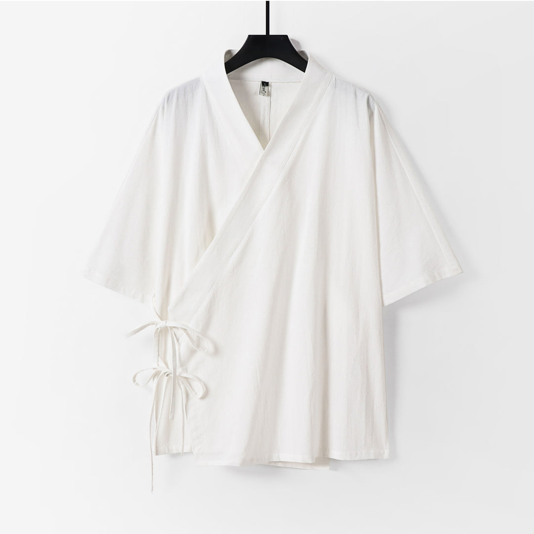 Damen Wickel-Kimono-Oberteil mit kurzen Ärmeln und Seitenschnürung Echoarchiv