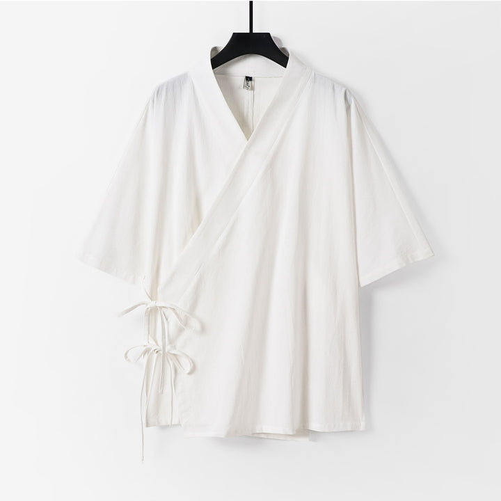 Damen Wickel-Kimono-Oberteil mit kurzen Ärmeln und Seitenschnürung Echoarchiv