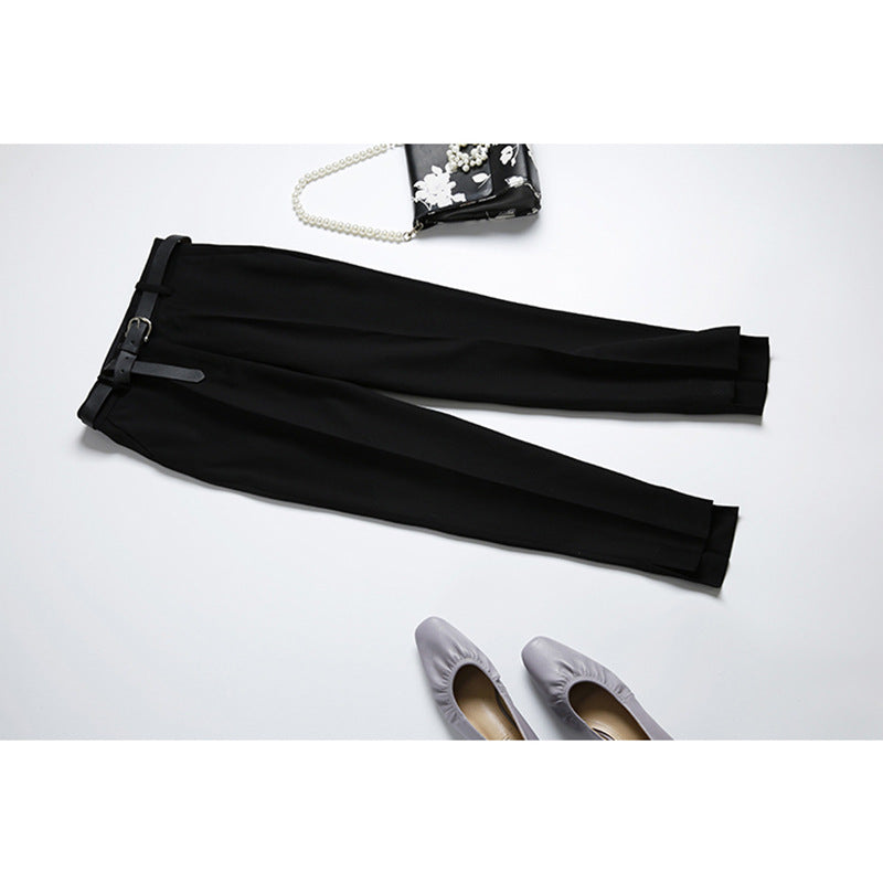 Damen Elegante und bequeme Hochtaillierte Anzughose mit Gürtel Echoarchiv