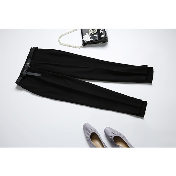 Damen Elegante und bequeme Hochtaillierte Anzughose mit Gürtel Echoarchiv