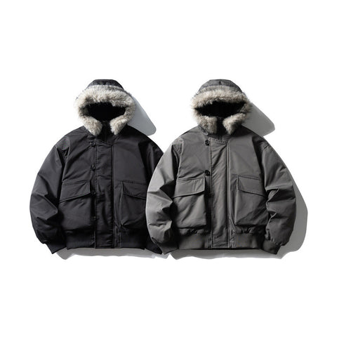 Herren Gefütterte Winterbomberjacke mit Kapuze und Kunstfellbesatz Echo Archiv