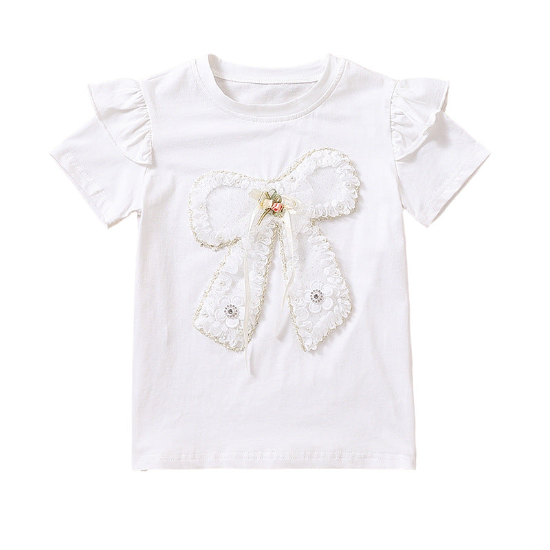 Mädchen T-Shirt mit romantischem Schleifenmotiv und Rüschendetails Echo Archiv