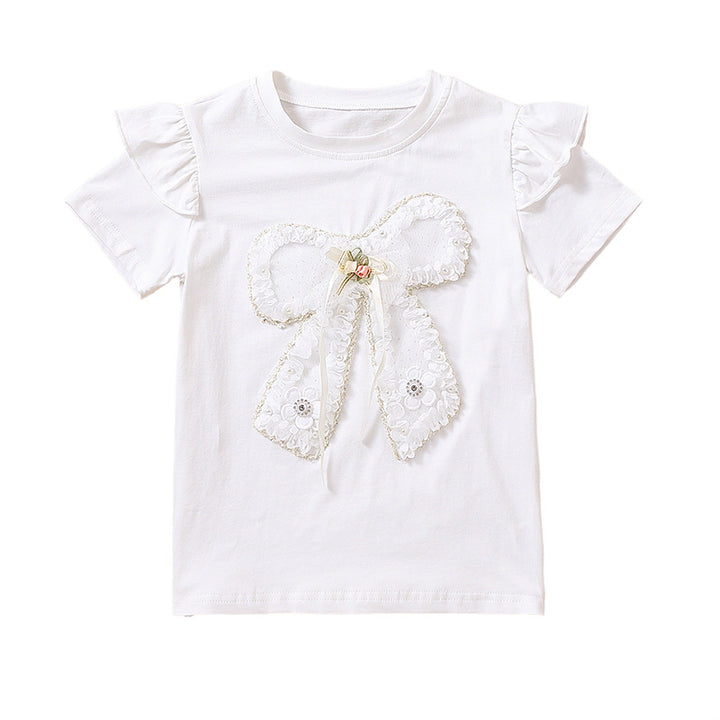 Mädchen T-Shirt mit romantischem Schleifenmotiv und Rüschendetails Echo Archiv