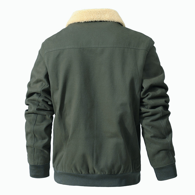 Herren Robuste Canvas-Fliegerjacke mit Teddyfutter und Reverskragen Echoarchiv