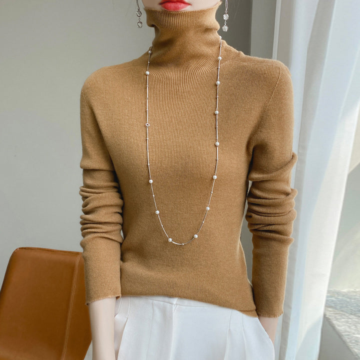 Damen Schmaler Rollkragen-Feinstrickpullover mit elastischer Rippenstruktur und minimalistischer Silhouette Echoarchiv