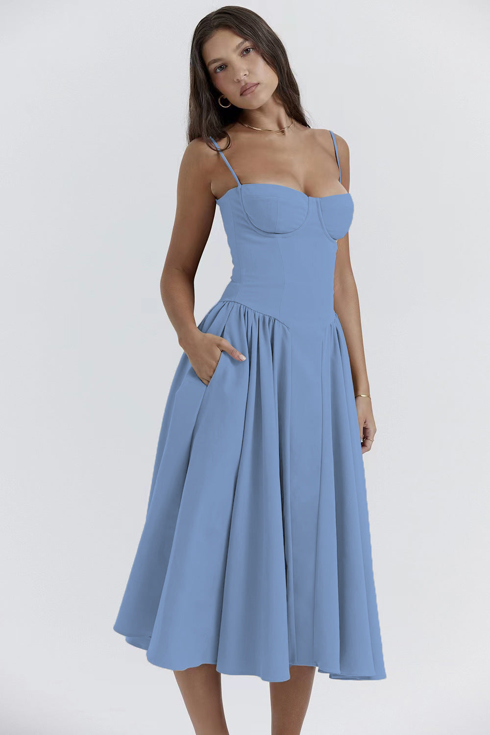 Damen Midikleid mit knöpfbarem Oberteil und schwingendem Rock Echo Archiv