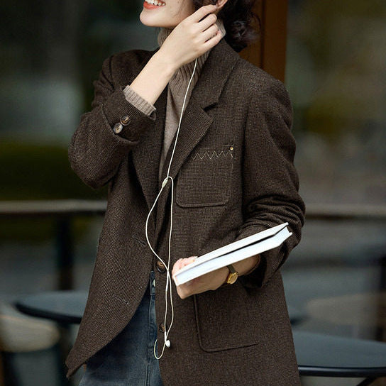 Damen Modern geschnittener Blazer mit strukturiertem Stoff Echoarchiv