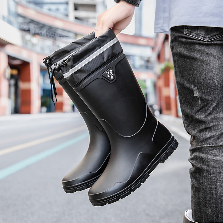 Herren Outdoor-Gummistiefel mit Thermokragen, Zugkordelverschluss und rutschfester Profilsohle Echoarhiv