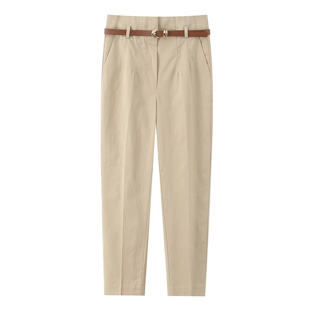Damen elegante Chinohose mit praktischen Taschen und modischem Gürtel Echo Archiv