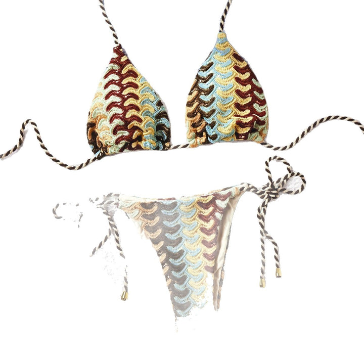 Damen Häkel-Bikini mit kontrastierenden Wellenmustern Echo Archiv