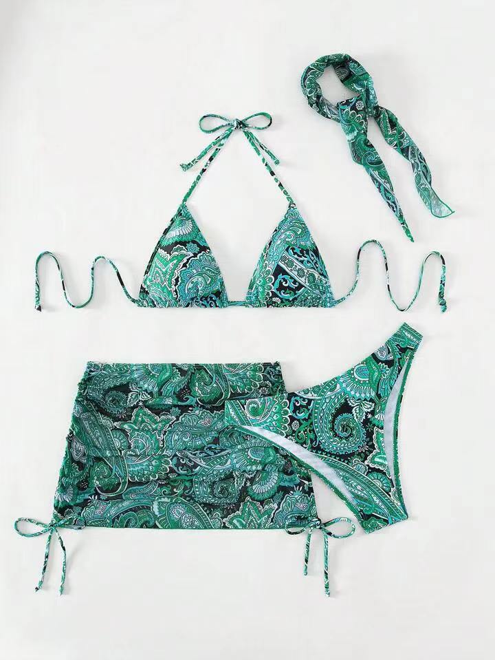 Damen Bikini-Set mit trendigem Paisleymuster und anpassbarem Rock Echo Archiv