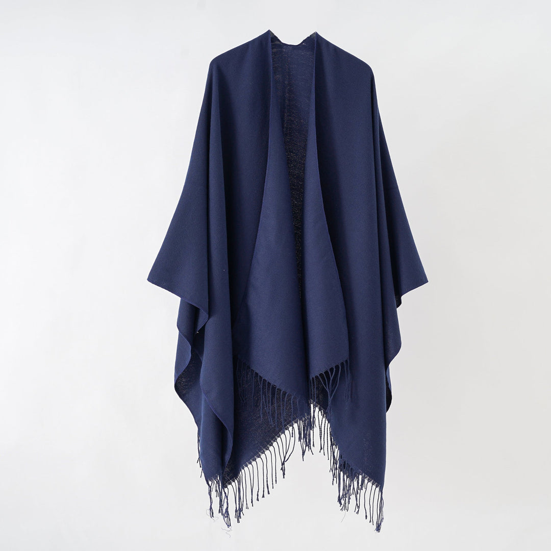 Damen Modischer Fransen-Poncho Aus Weichem Material mit Luxuriösem Fall Echoarchiv