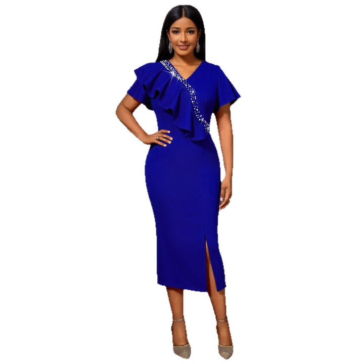Damen elegantes, figurbetontes Kleid mit Rüschendetails und funkelndem Akzent Echo Archiv