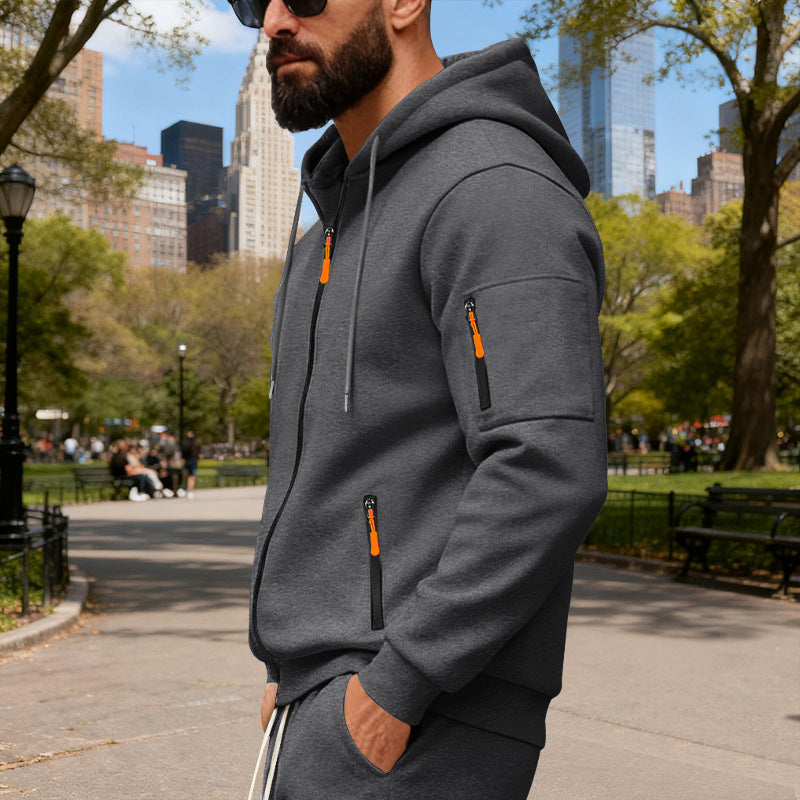 Herren Sportliche Zip-Hoodie mit innovativen Reißverschlusstaschen Echoarchiv