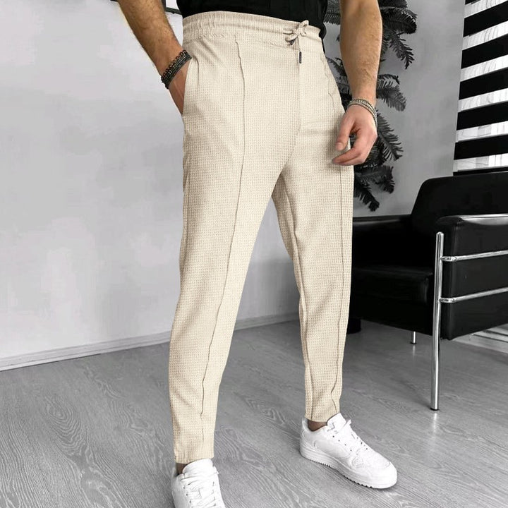 Herren stylische Hochbund-Hose mit elastischem Kordelzug und strukturiertem Design Echoarchiv