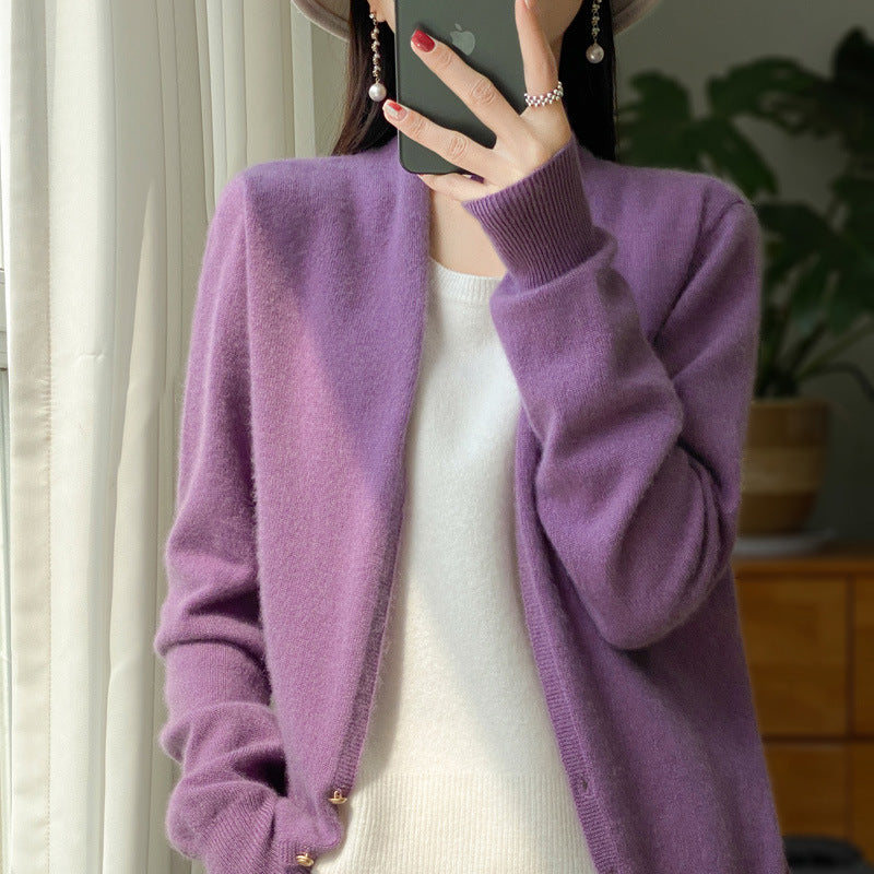 Damen Offener Feinstrick-Cardigan im Mohair‑Look mit geradem Saum und schmalen Bündchen Echoarchiv