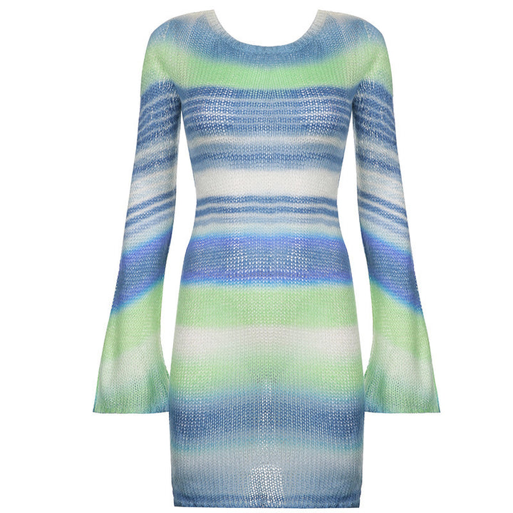 Damen nan figurbetontes Strickminikleid mit Glockenärmeln und seidig leichtem Maschenbild Echo Archiv