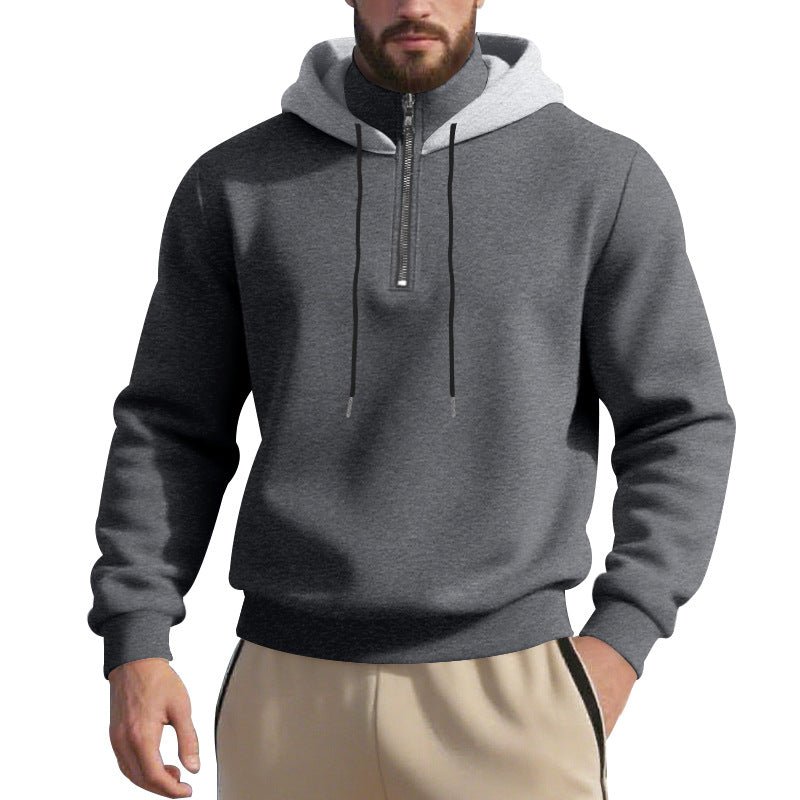 Herren nan Halbzip-Kapuzenpullover mit kontrastierter Kapuzeninnenseite, Kordelzug und gerippten Bündchen Echo Archiv