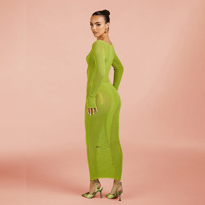 Damen eng anliegendes Netzkleid mit Cut-Out-Details Echo Archiv