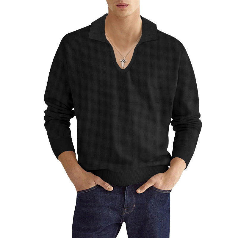Herren Strickpullover mit modischem V-Ausschnitt und strukturiertem Design Echoarchiv