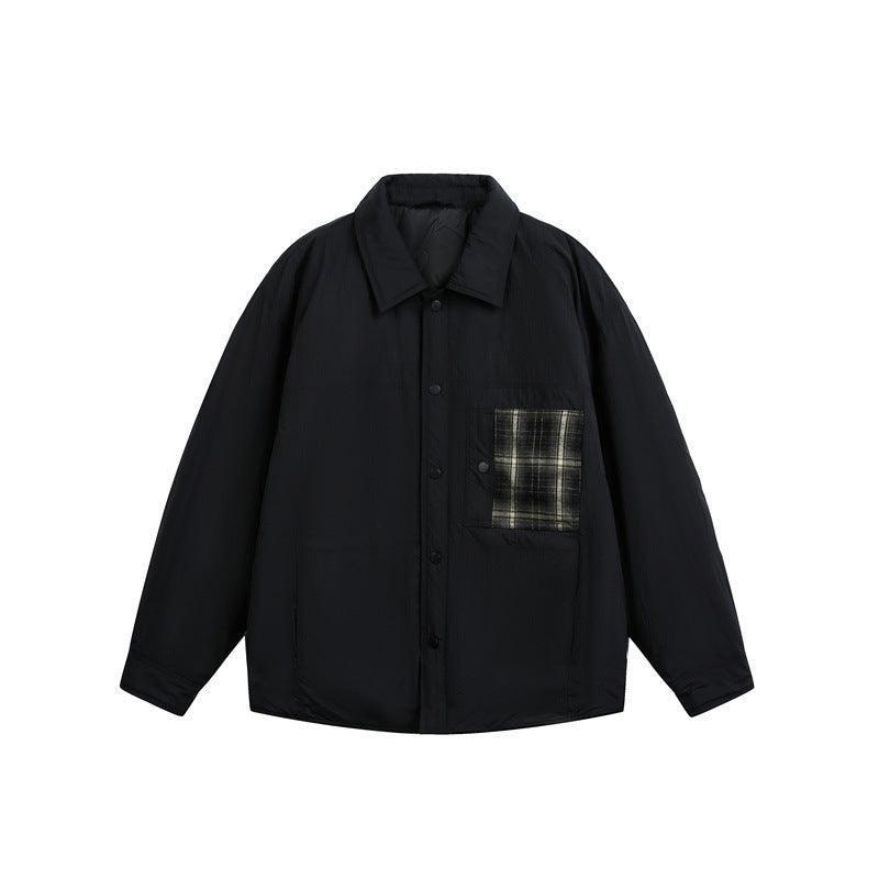 Herren Wattierte Hemdjacke mit Kontrast-Karotasche Echoarchiv