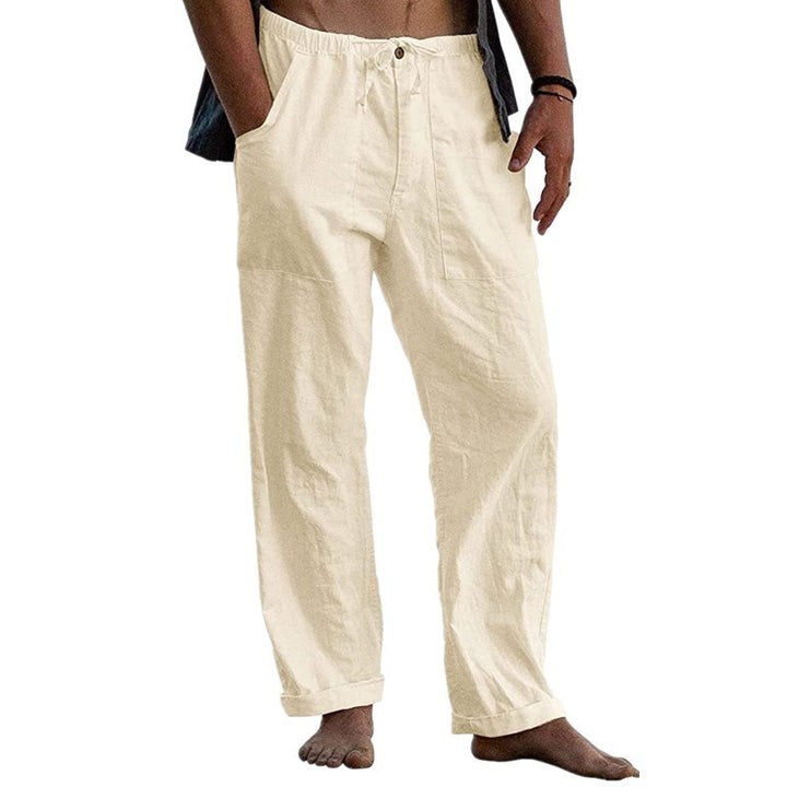 Herren lockere Leinenhose mit Gummibund und aufgesetzten Seitentaschen – Sorevano