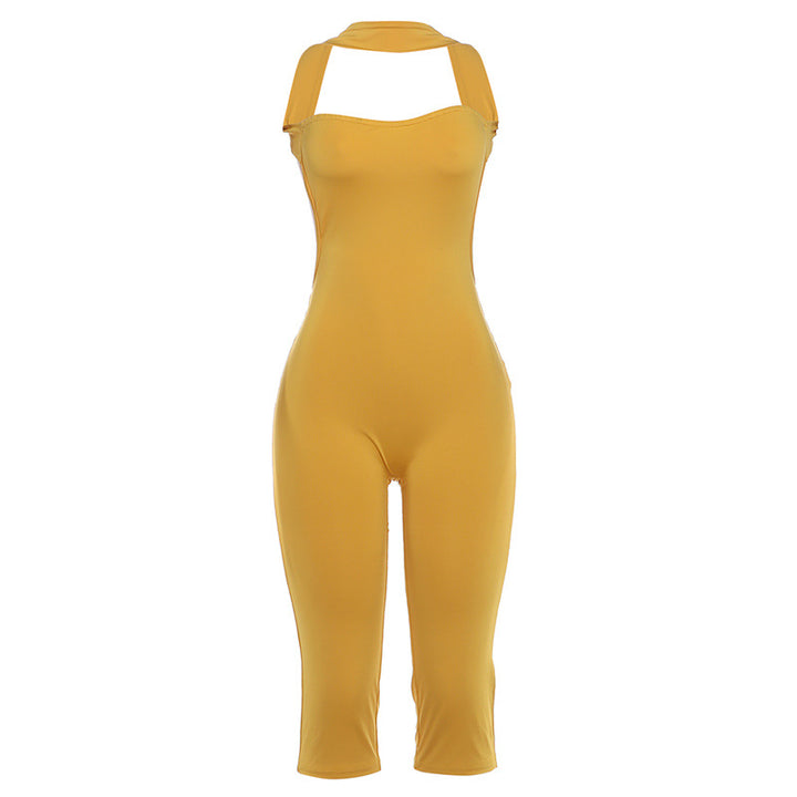 Damen Stylishes Jumpsuit mit schmalen Trägern und asymmetrischem Ausschnitt Echo Archiv