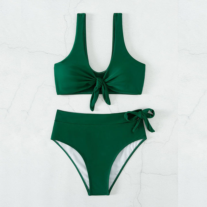 Damen Hochtaillierter Bikini mit modischem Knoten und unterstützendem Top Echo Archiv