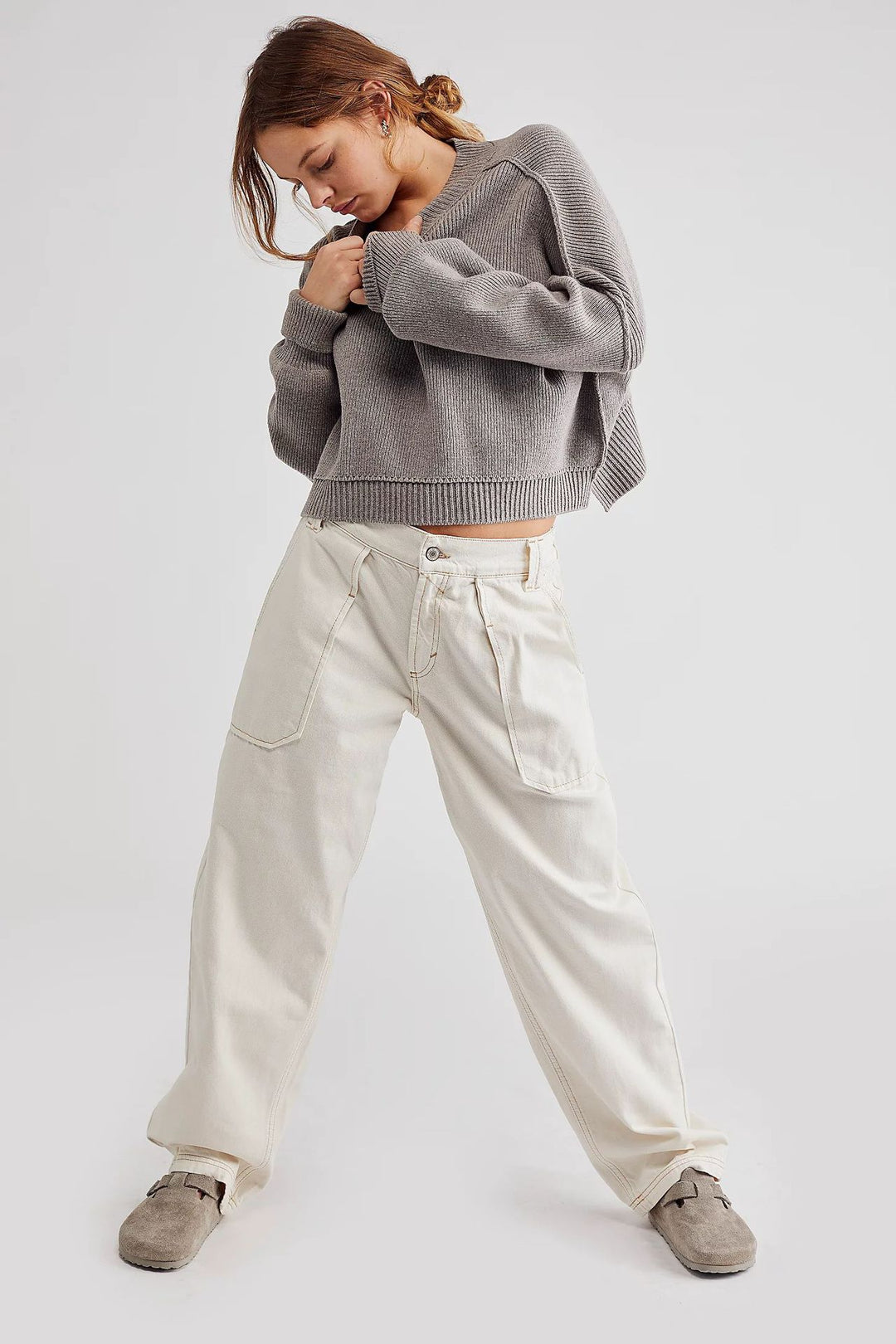 Damen nan weite High-Waist Baggy-Jeans mit tiefem Schritt, Five-Pocket Design und extra-langen Beinen Echo Archiv