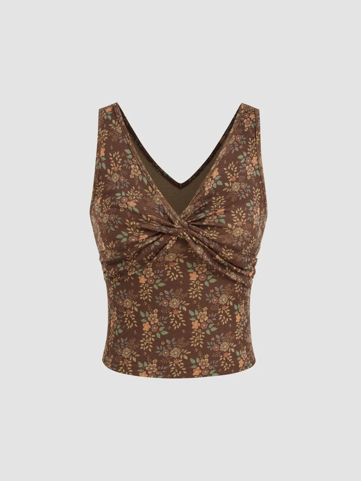 Damen Dekoratives Floral Top mit Raffungen Echo Archiv