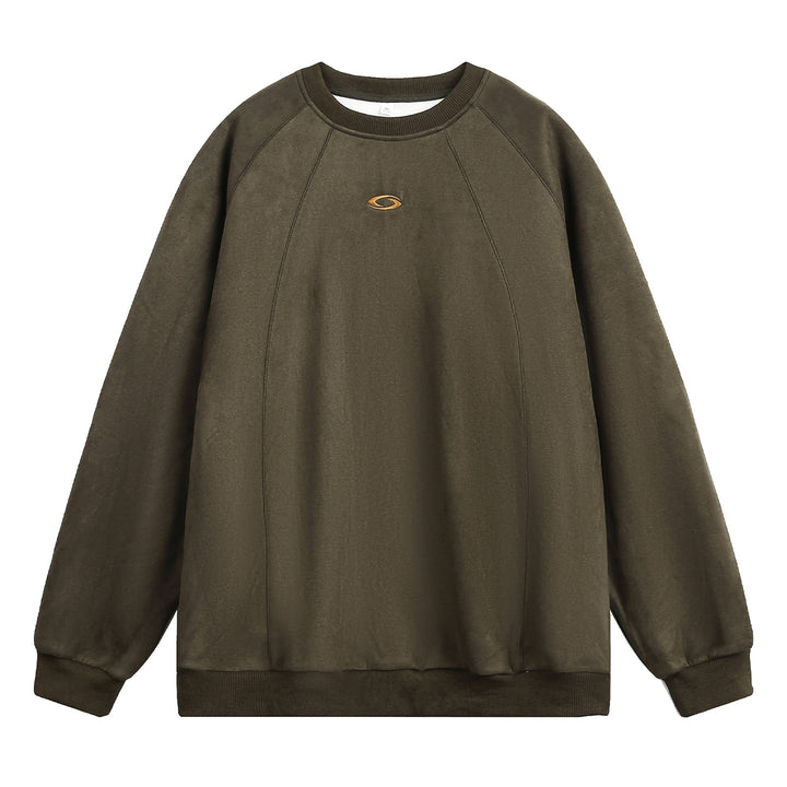 Unisex Oversize Rundhals-Sweatshirt mit Raglanärmeln, dekorativen Nahtpanelen und minimalistischer Logo-Stickerei Echo Archiv
