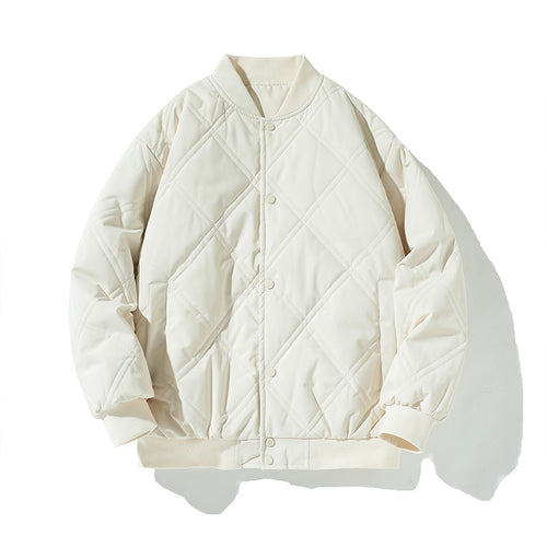 Herren gesteppte College Varsity Jacke mit Diamantsteppung, Druckknopfverschluss und gerippten Bündchen – Taviero